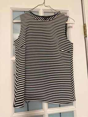 Banana Republic Black and White Striped Sleeveless Top